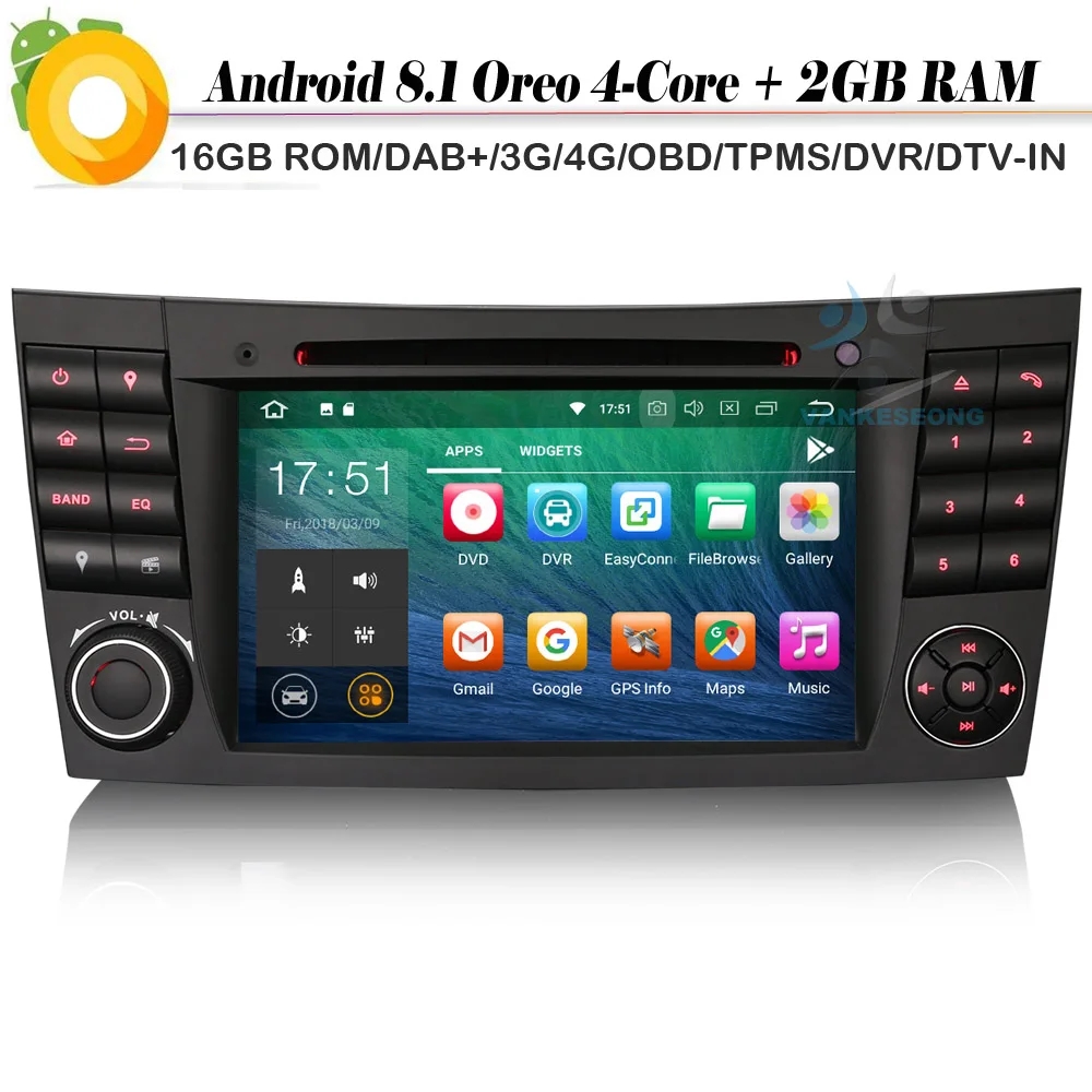 Автомагнитола DAB с четырехъядерным процессором Android 8 1 Wi Fi 4G DVD OBD для Mercedes Benz CLS/E/G