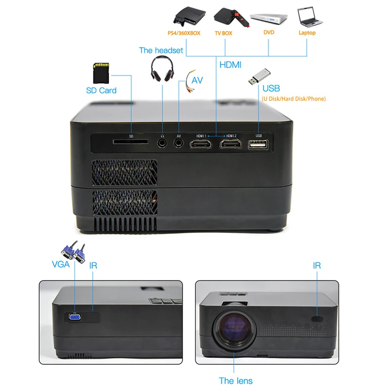 Everycom Новые HD 720 P Google Android 6 0 ЖК дисплей проектор для дома театральный фильм видео