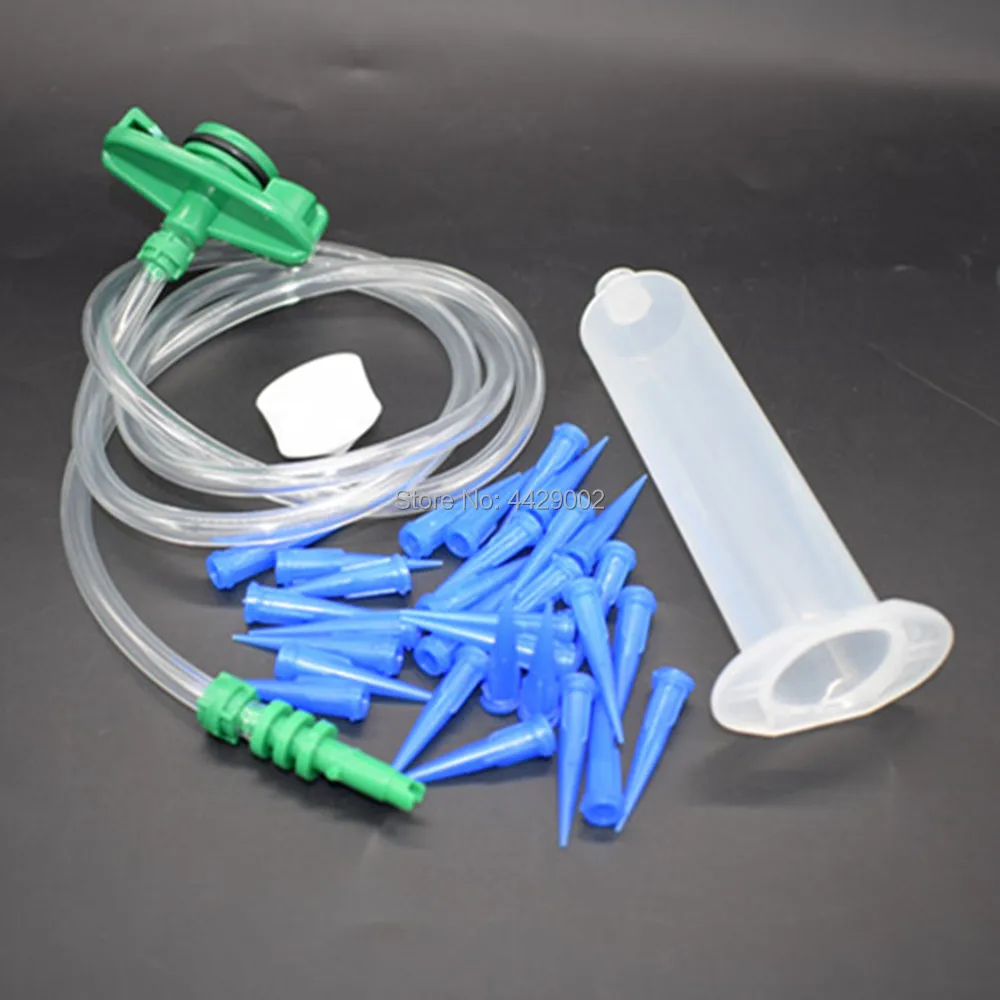 

30cc Syringe Adapter + 30cc Syringe + 100pcs Epoxy Resin Sealant Silicone Solder Pastes Compounds 22G Dispensing Tapered Tips