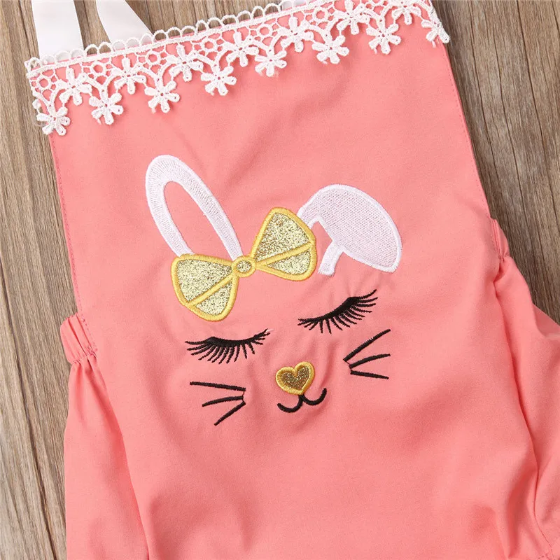 Кружевной комбинезон с кроликом для новорожденных девочек комплект одежды из