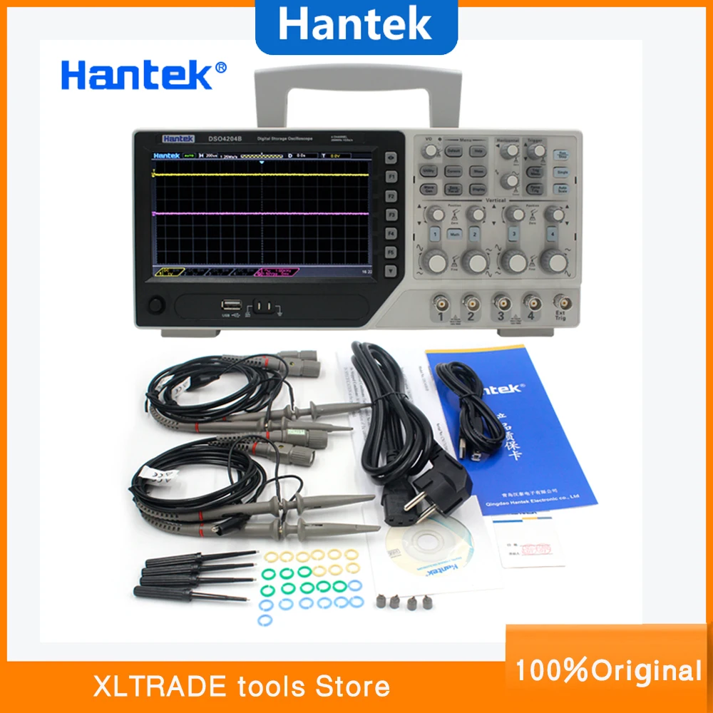 Оригинальный Hantek DSO4204B USB осциллографы цифровой 4 канала 200 МГц 1GS/s частота образца