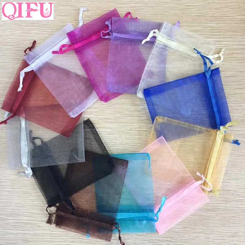 QIFU 50ps 7x9 10x12 см подарочные сумки из органзы ювелирный упаковочный пакет для конфет
