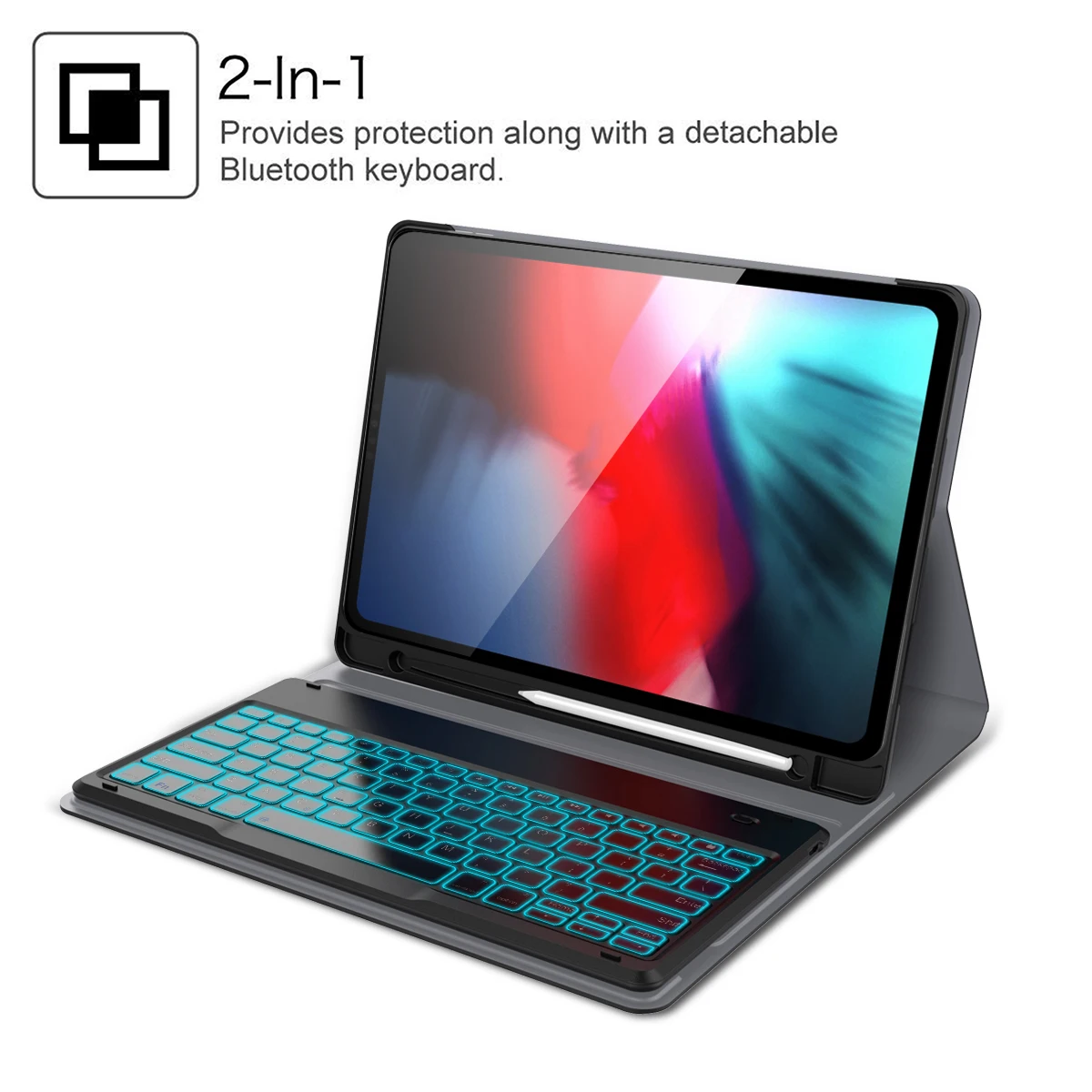 Для iPad Pro 12 9 дюймов 2018 Чехол 7 цветов светильник USA Bluetooth клавиатура кожаный чехол