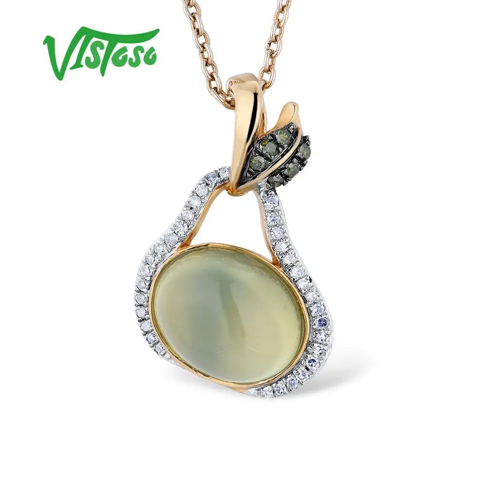 VISTOSO золотые подвески для женщин подлинные 14K 585 Желтое золото зеленый виноград