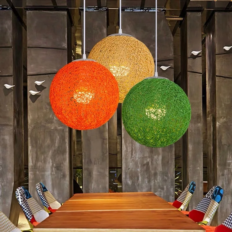 Художественная лампа из ротанга Конопляный шар абажур ручная работа сделай сам