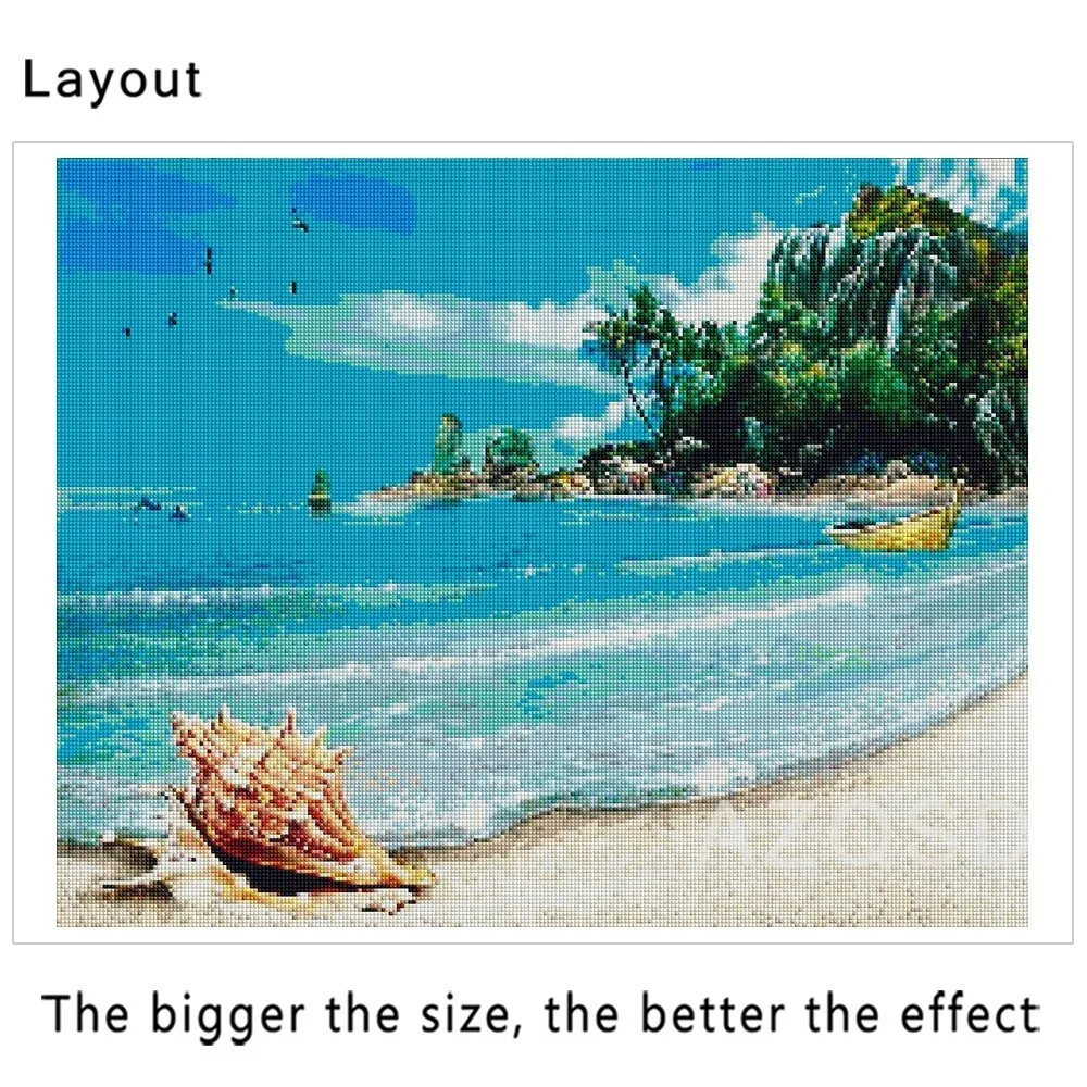 AZQSD Diamond Mosaic Sea Scenery Full Square Drill Painting SeasideDiamond Embroidery Landscape Rhinestones Home Decor | Дом и сад