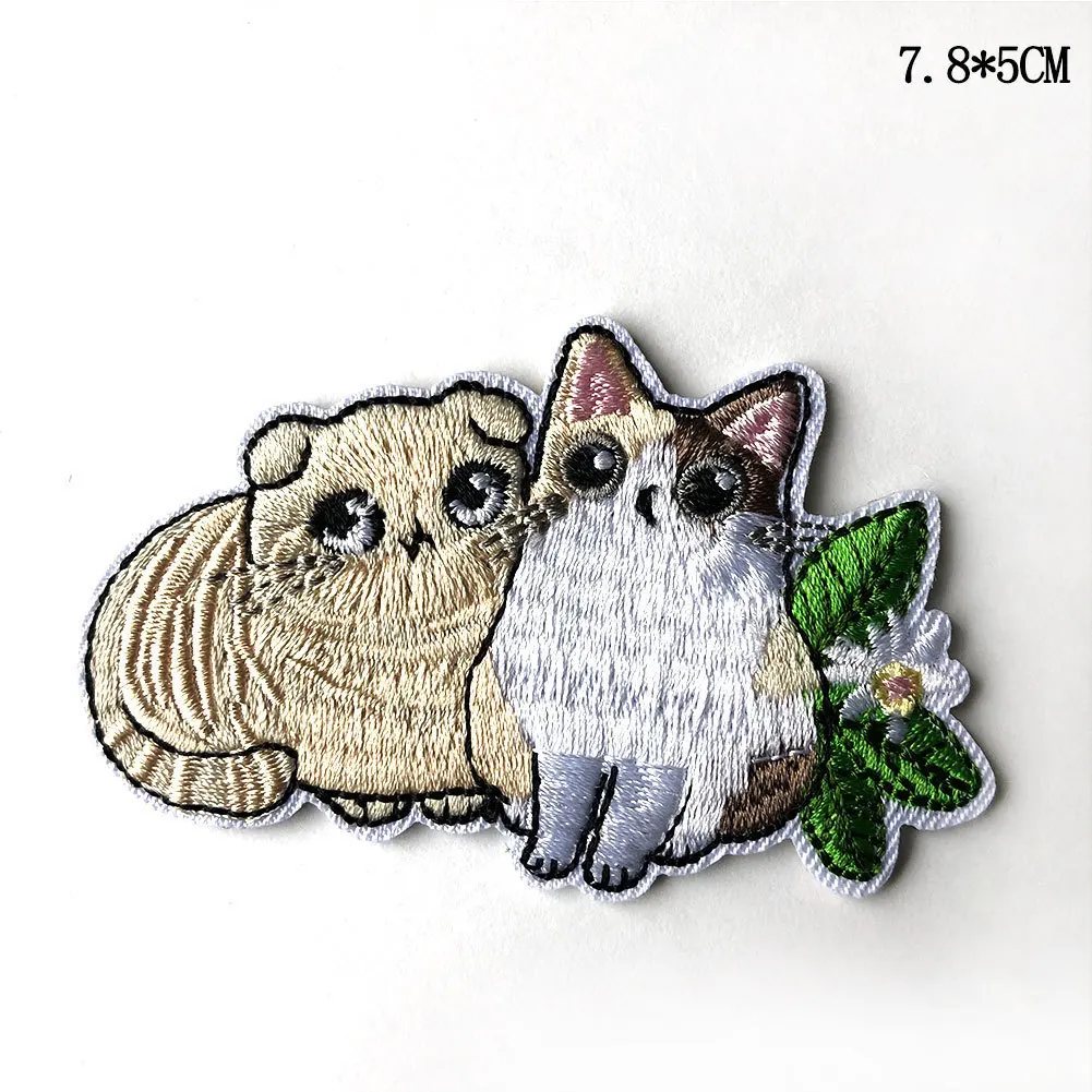 Нашивки с вышивкой Kawaii Totoro забавная аппликация в виде кошки детские блестящие
