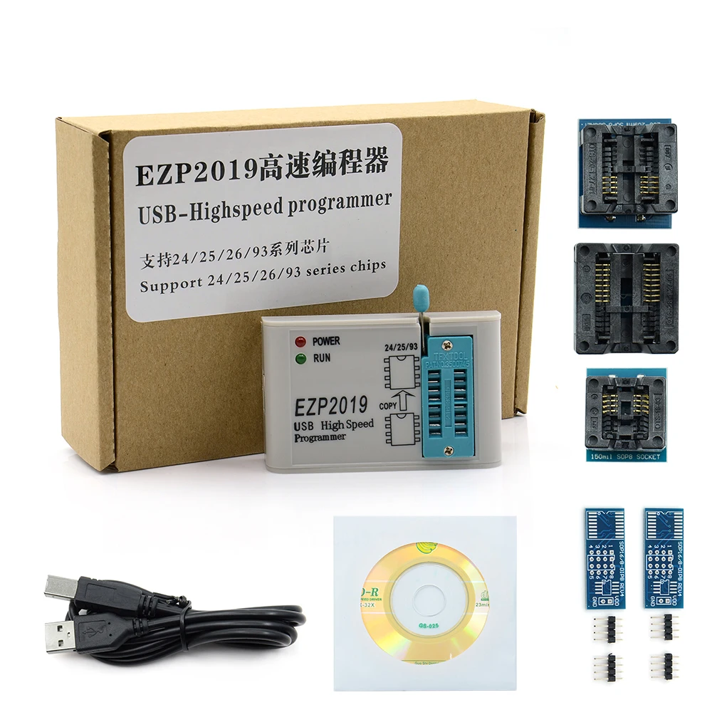 EZP2019 высокоскоростной USB SPI программатор ezp 2019 Support24 25 93 EEPROM Flash BIOS Чип + 7 Socket |