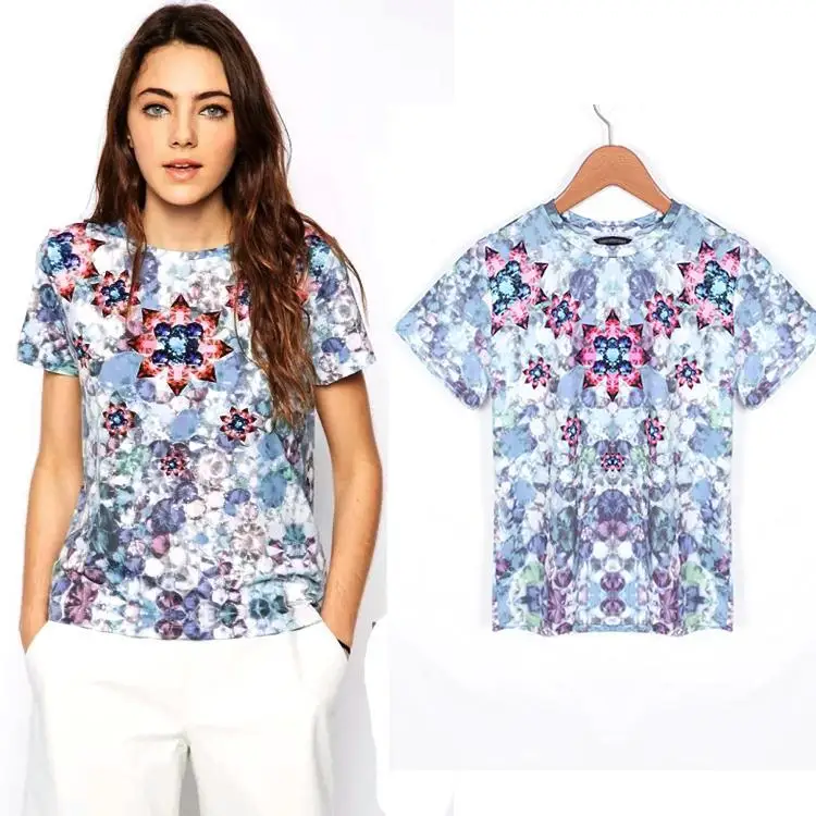 Стильная женская модная повседневная футболка с круглым вырезом темно синего