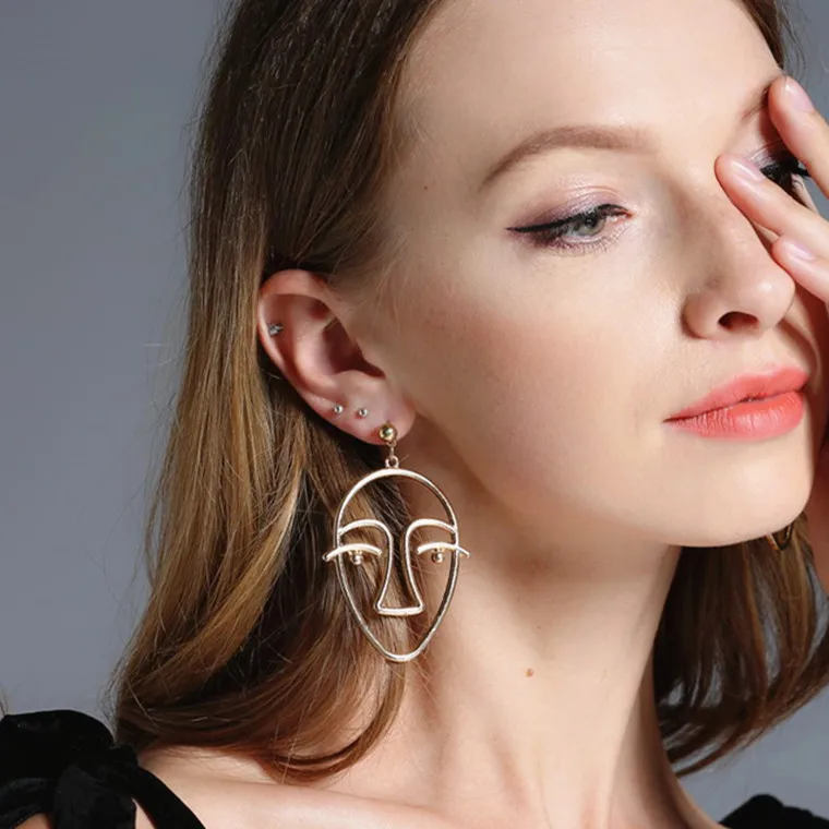 Ретро Простые индивидуальные серьги гиперболы hollowed букле d'oreille femme 2019 aretes de mujer