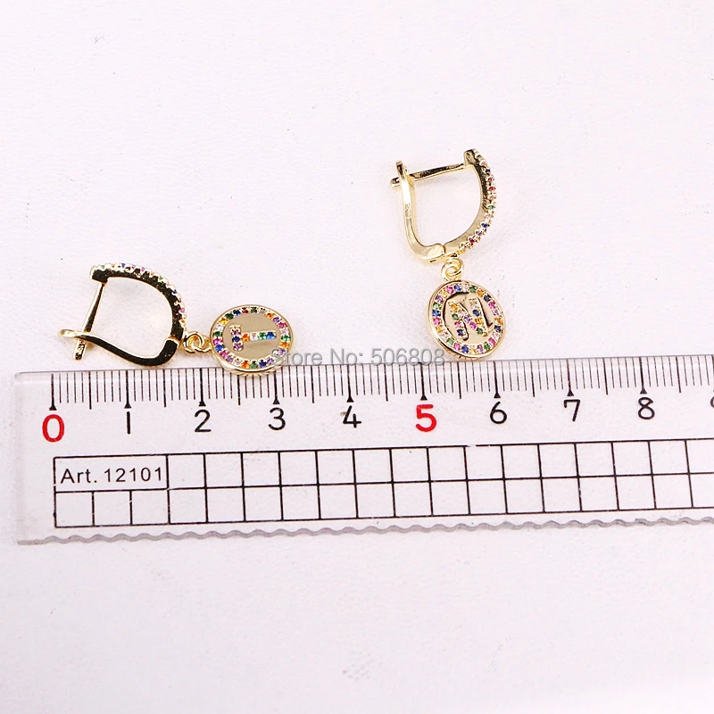 

ZYZ-E9845 New Fashion Style Arrival Simple cute colorful cz gold Metal Letter dangle Earring Alphabet Earrings