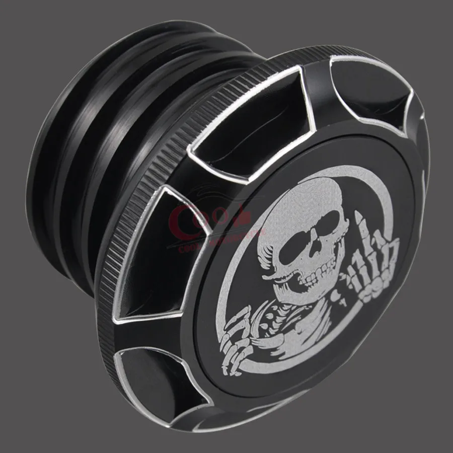 

Aluminum Motorcycle Accessorie Middle Finger Skull Gas Cap Fuel Oil Tank Cover Cool Fits For Harley 96-14 Motor New