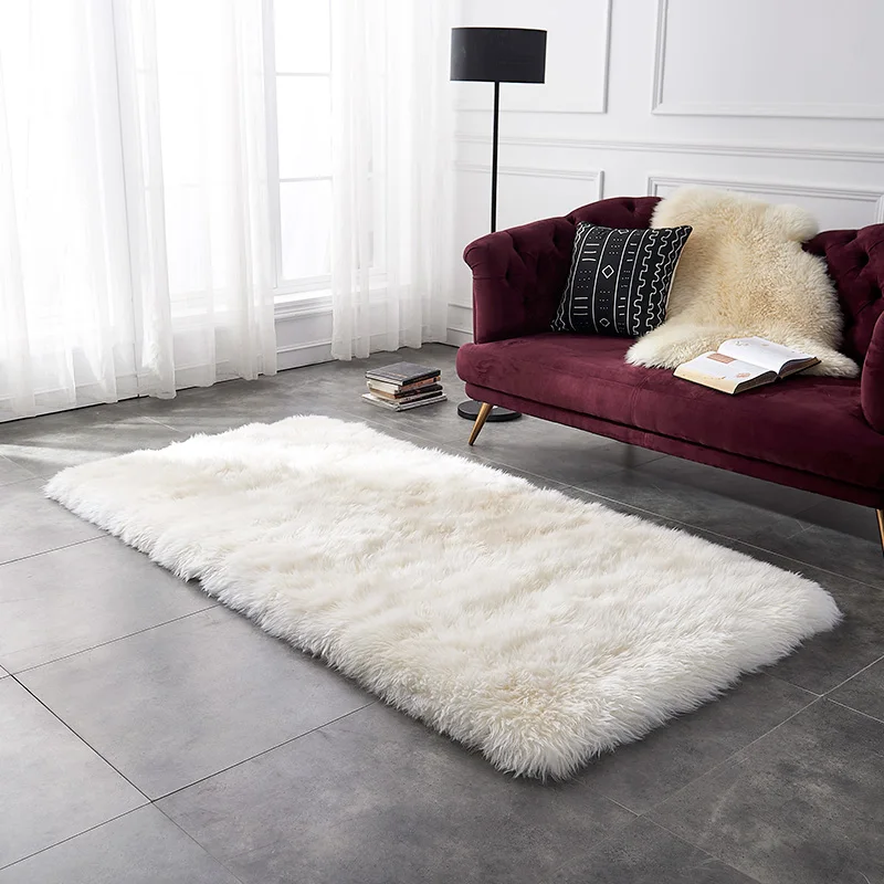AOZUN 100x200cm прямоугольный коврик из 100% овчины для домашнего декора натуральный