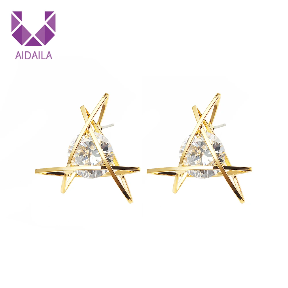 Женские серьги гвоздики с фианитом ААА + легкие большие подарок для девушек