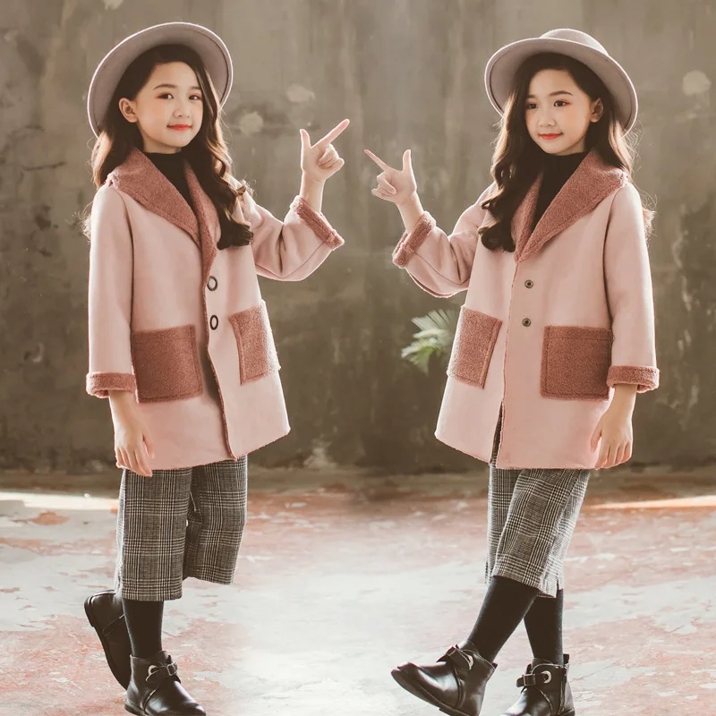 Children's Garment Deerskin Overcoat Korean 2018 Autumn And Winter New Pattern Child Fashion Girl Windbreaker |