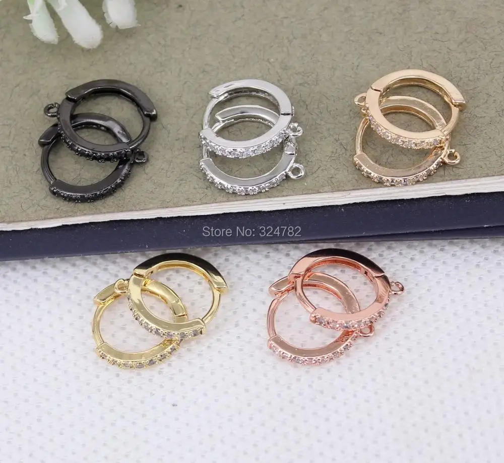 10 пар сережек металлические медные кубические циркониевые одно касание серьги