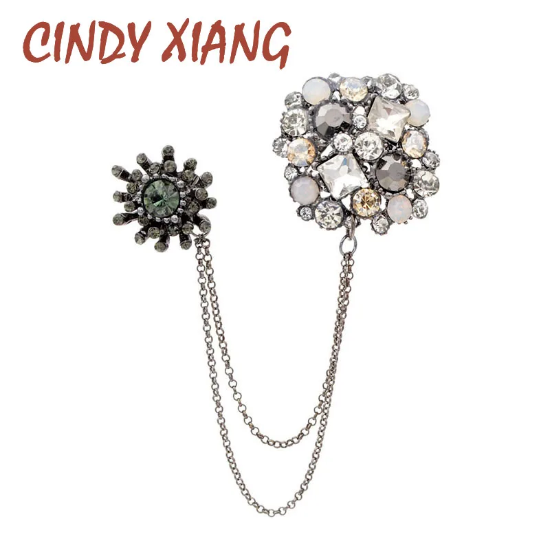 Женская Брошь с двойной кисточкой CINDY XIANG стразы Большая квадратная брошь для