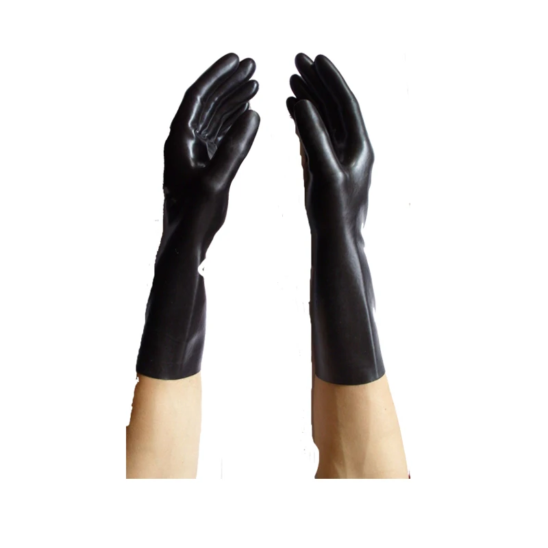 

100% Latex Cool Unisex Adult Black Five Finger Gloves 0.4mm Size S-XL