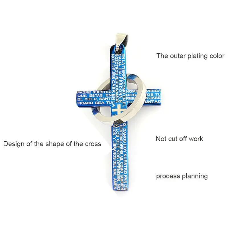 Пара Ожерелье s Библейский крест титановая сталь кулон ожерелье из нержавеющей