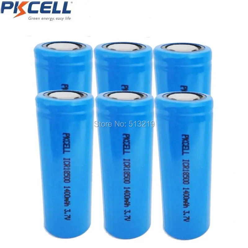 10 шт. PKCELL 18500 3 7 V литиевые аккумуляторные батареи ICR18500 1400MAH литий ионный