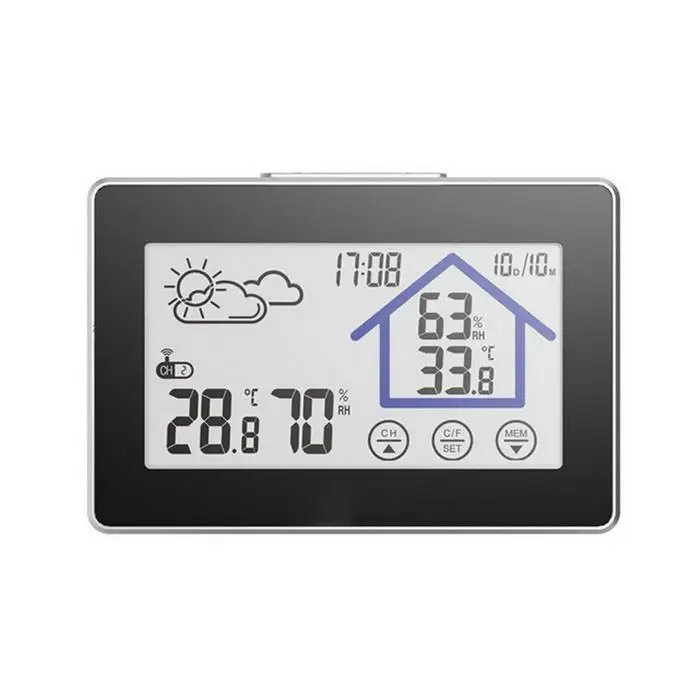 Wireless Touch Clock Indoor Outdoor Digital Yes Temperature 260g Hygrometer stand on the table wall hanging. |