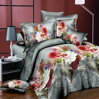 3d bedding sets colorful peony rose flower cotton 4pcs duvet cover flat sheet pillowcase bedclothes king size high quality32