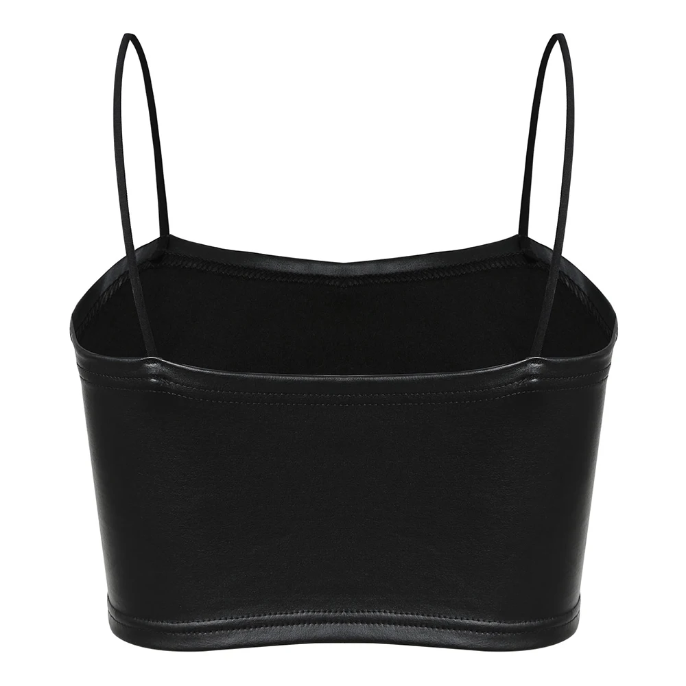 ZAFUL Ками Искусственная Кожа Crop Top Камиs Без Бретелек Твердые Короткие Рубашки