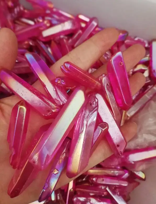 Red Crystal point Pink green yellow Aura Titanium Quartz Stunning Rainbow Specimen Minerals Reiki Healing Chakra | Дом и сад