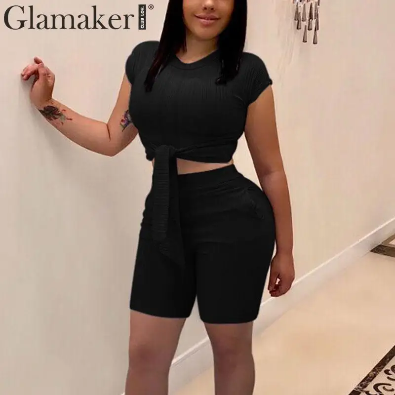 Женский трикотажный комбинезон Glamaker короткий из двух предметов эластичный