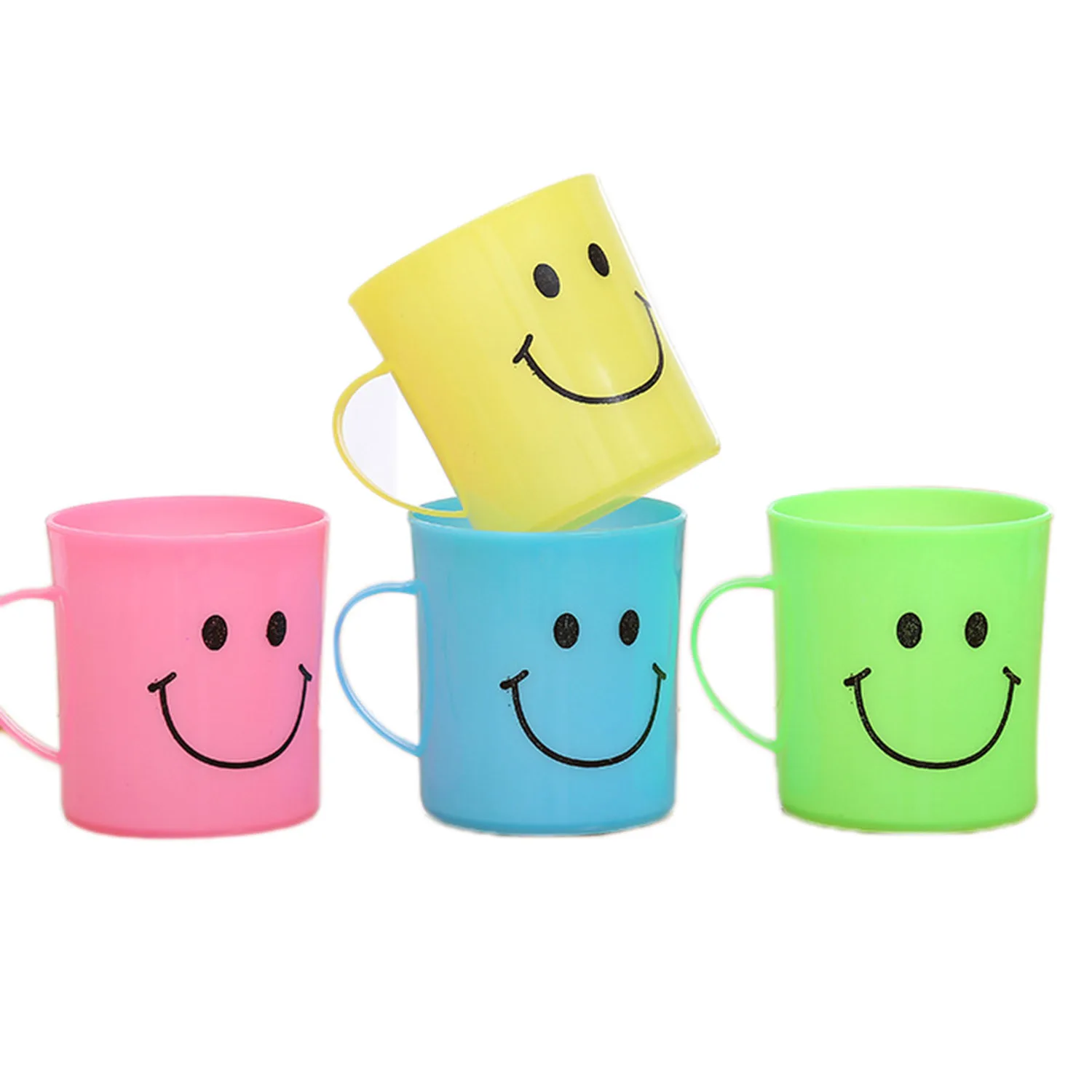 24 шт. детские пластиковые кружки со смайликом с ручкой набор для походов и