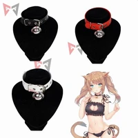 mmgg cosplay gothic maid harajuku handmade white black red leather chain bell cat meow retro punk collar choker necklace