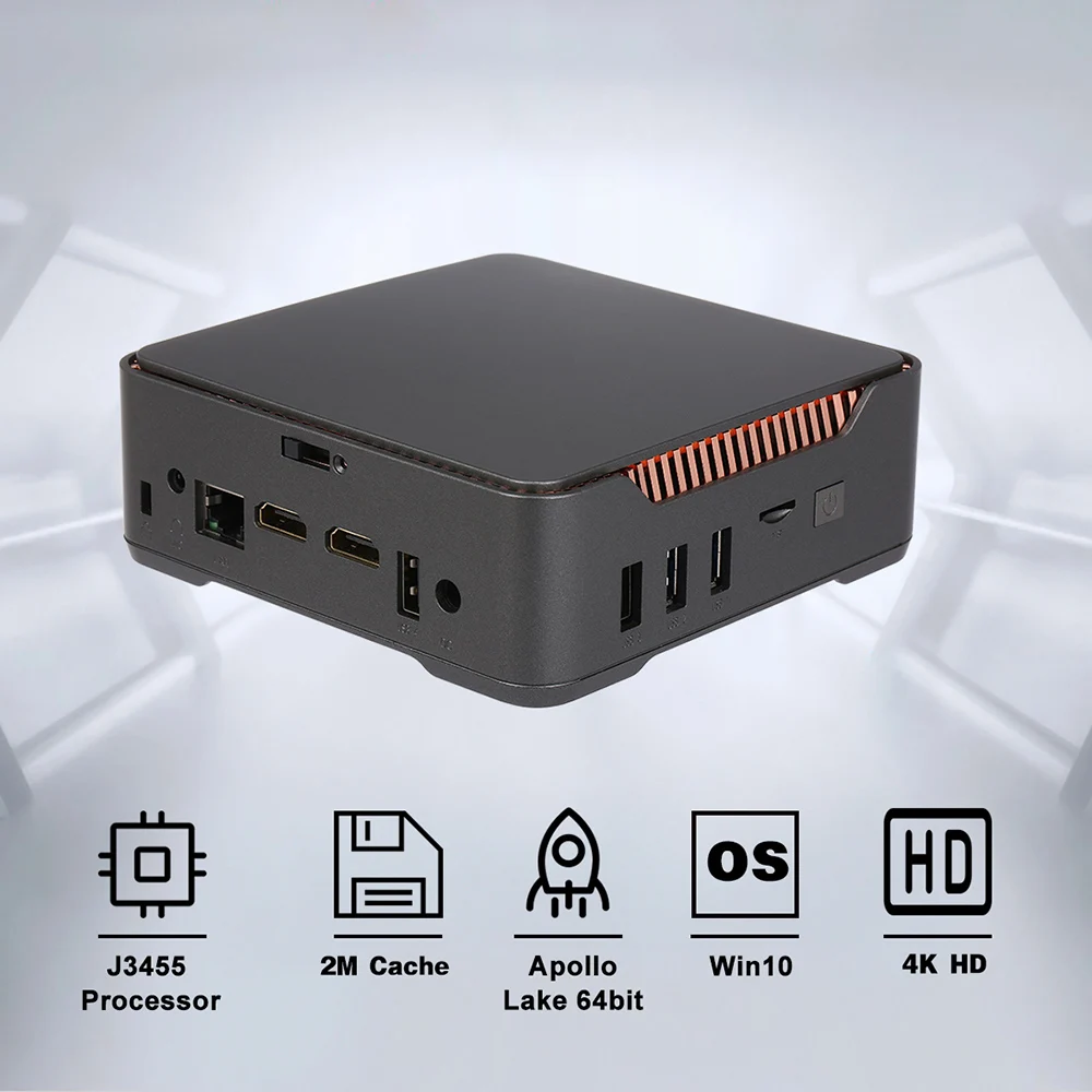 Смарт ТВ бокс AK3V Windows 10 Mini PC 6G/64G J3455 чип двойной WiFi Bluetooth 4 1 4K медиаплеер USB3.0 2.5in SATA SSD