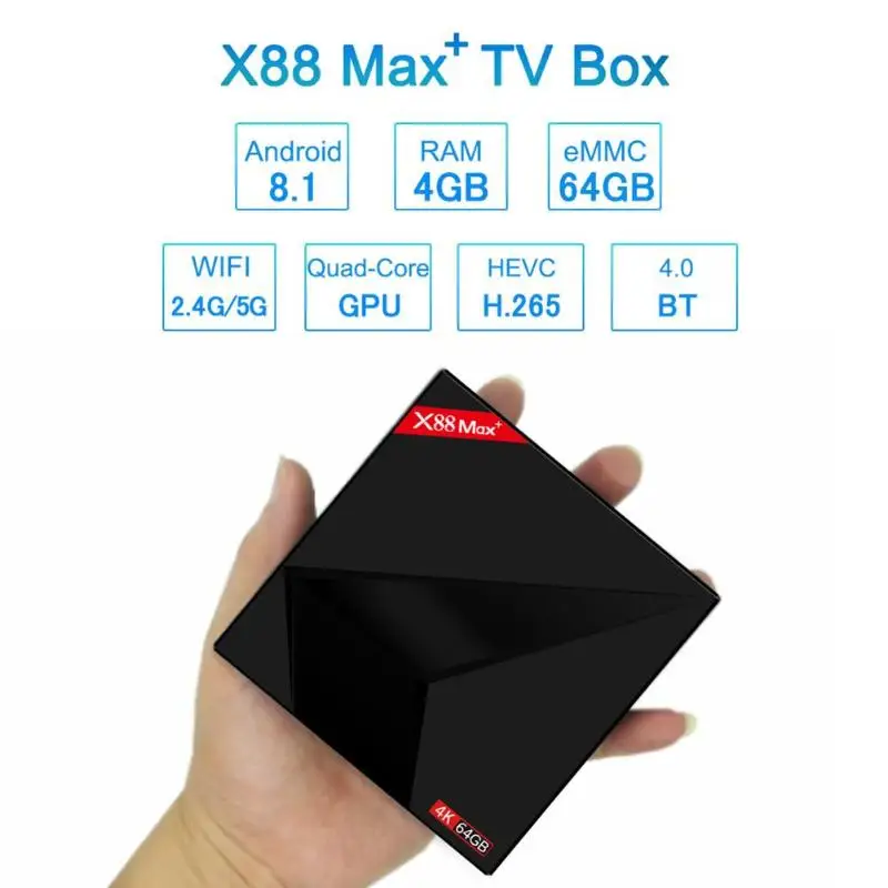 2019 Android 9 0 ТВ коробка X88 MAX Plus 4 GB Оперативная память 64 Гб Встроенная RK3328 пятиядерный