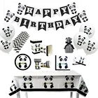 Баннер ZLJQ с пандой для дня рождения, одноразовый, салфетка для посуды чашек