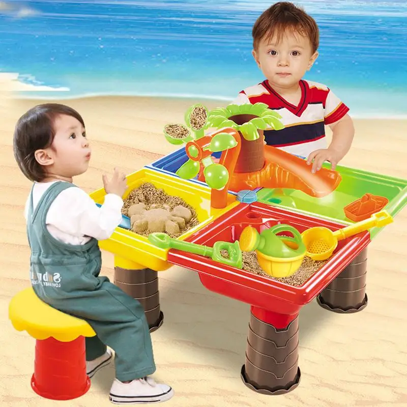 Kids Sand Pit Set Beach Sandpit Table Water Outdoor Garden Play Spade Tool Toy