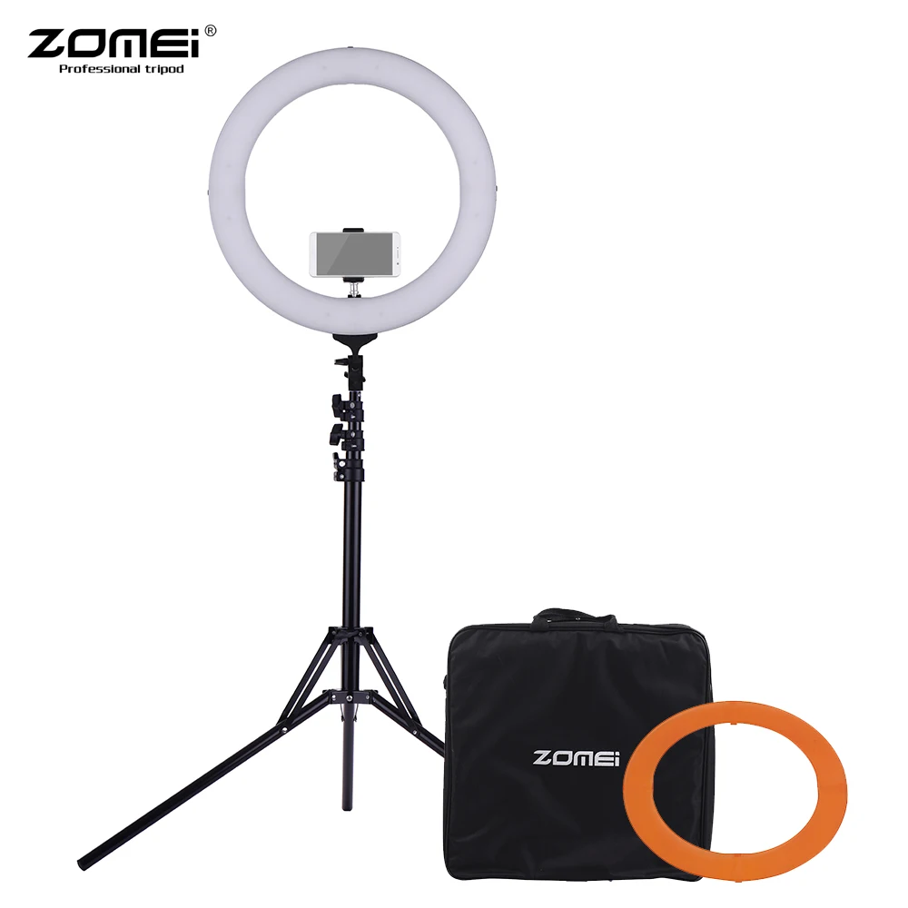

ZOMEI 18 "5500K моноцветный Диммируемый кольцевой светильник светодиодный видео светильник заполняющий светильник CRI w/оранжевый цветной фильтр ...