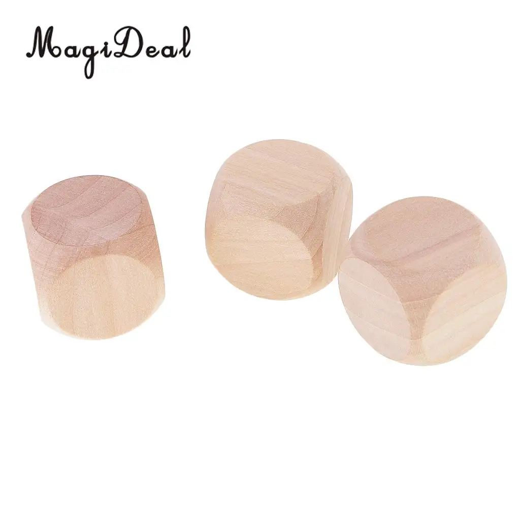 MagiDeal 10 шт./компл. 3 см деревянные кубики D6 шесть сторонних пустых DIY для D &amp TRPG MTG