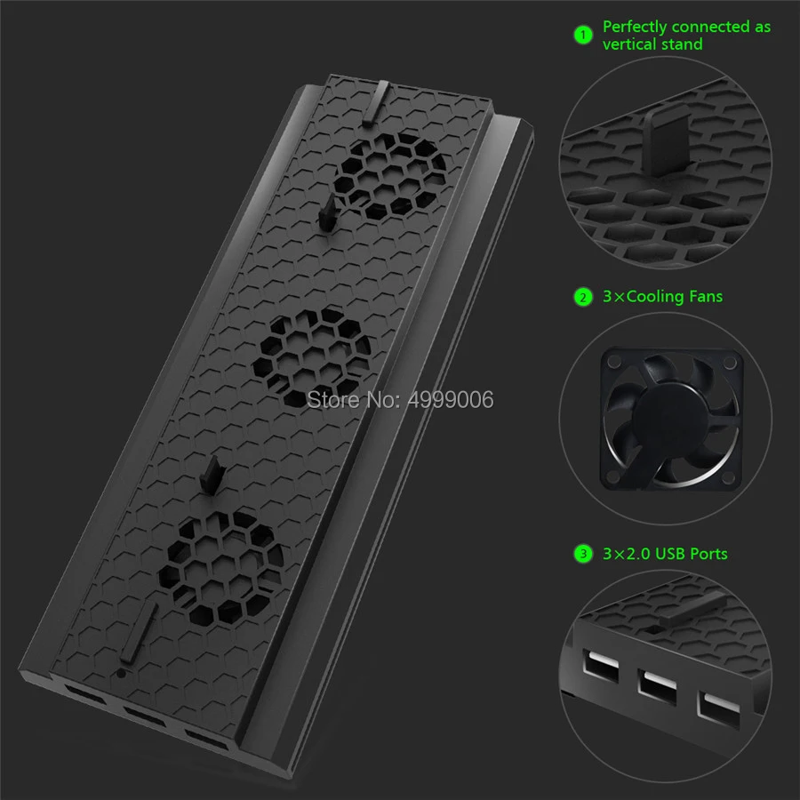 Черный охлаждающий вентилятор Xbox One X высокоскоростная консоль вертикальная