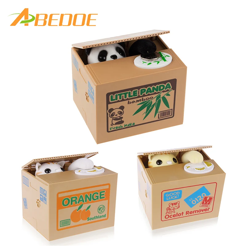 Коробка для денег с пандой котом воровкой игрушкой подарок детей коробочка