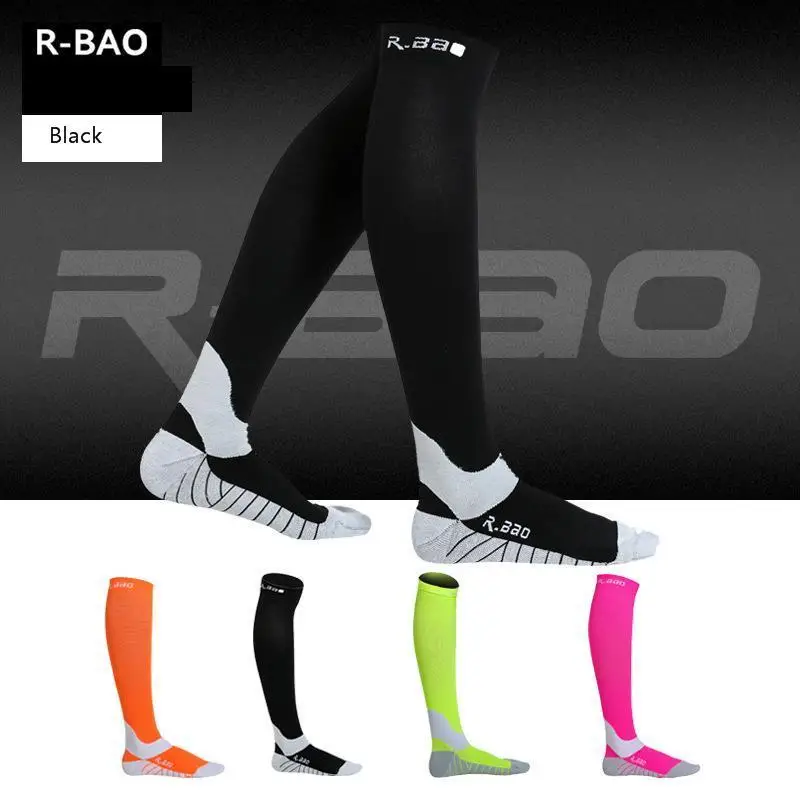 R-BAO Professional Men Women Sports Cycling Socks Compression Socks Running Marathon Hiking Long Socks Autumn Winter Leg Warm