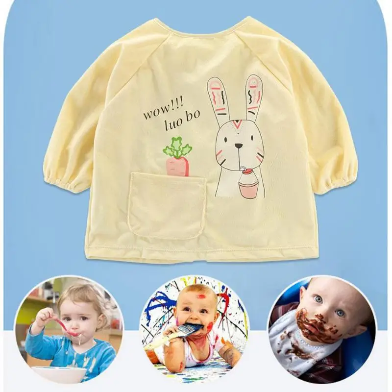 Cute Cartoon Waterproof Long Sleeve Baby Apron Eating Feeding Smock Bibs Burps Accessories | Детская одежда и обувь