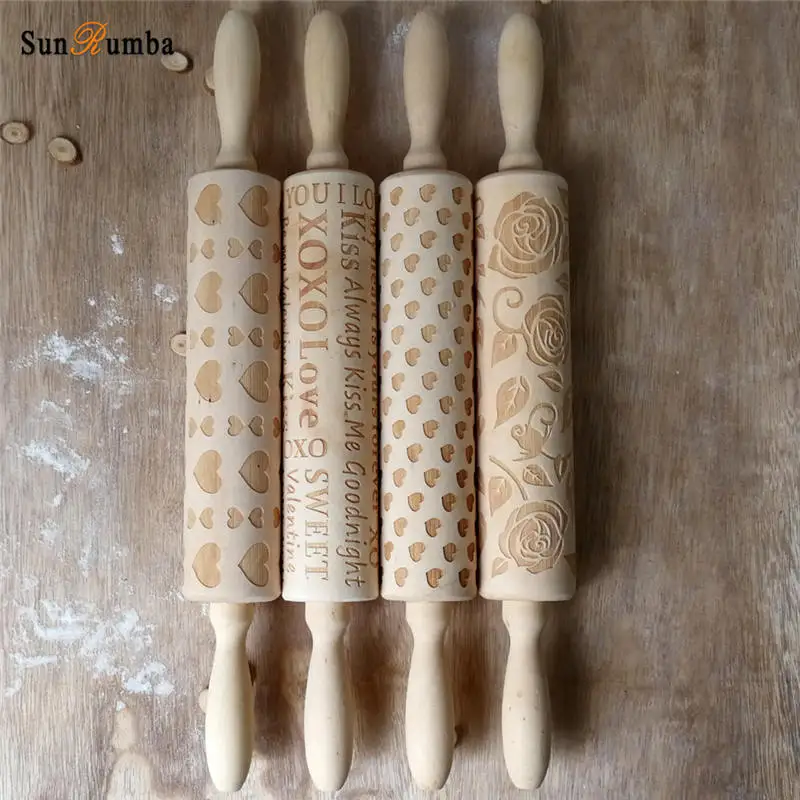 Деревянная скалка для выпечки декор на День святого Валентина пиццы печенья
