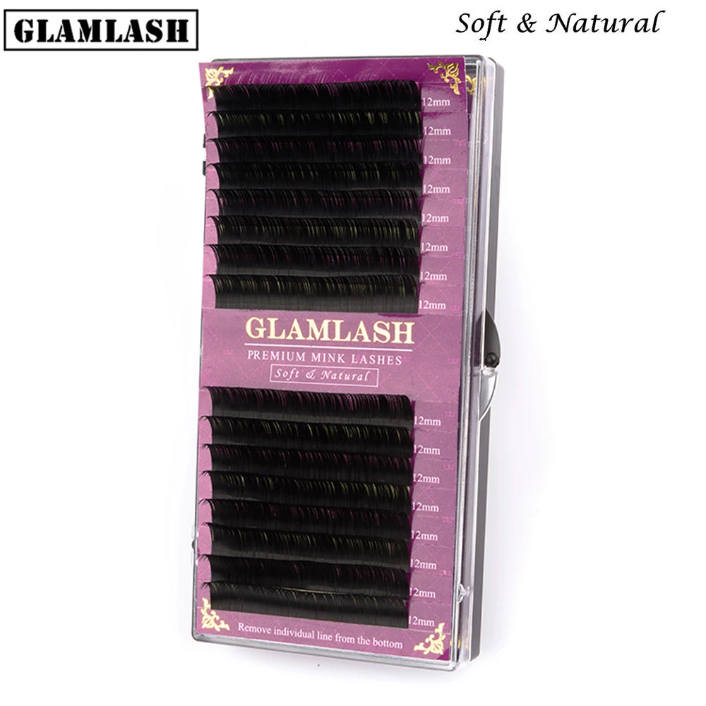 GLAMLASH Оптовая Премиум 16 рядов из мягкой натуральной норки наращивание ресниц