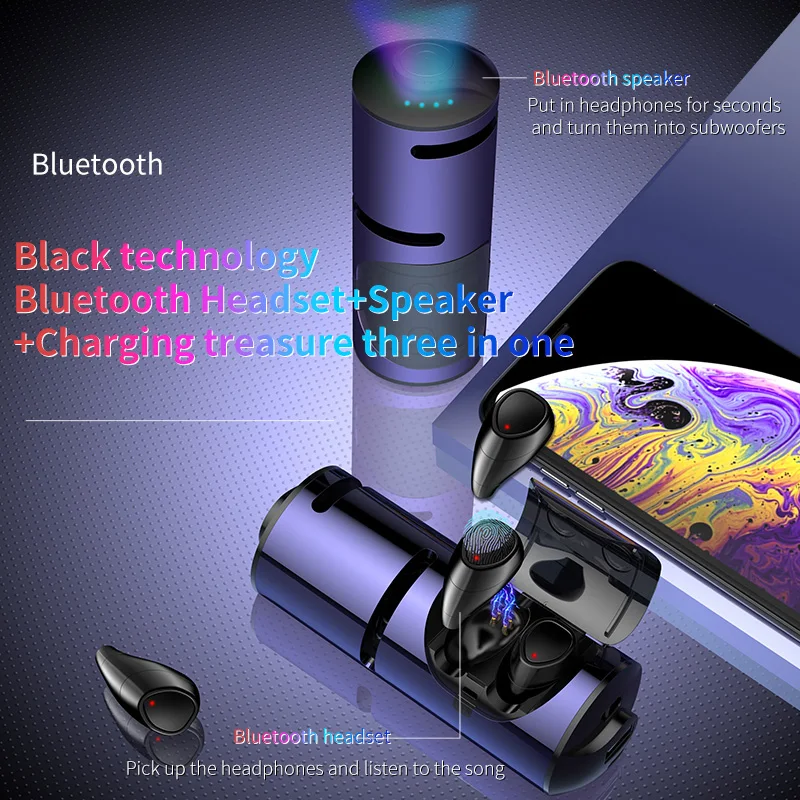 Новые TWS беспроводные Bluetooth наушники с динамиком 2 в 1 глубокий бас 3D стерео
