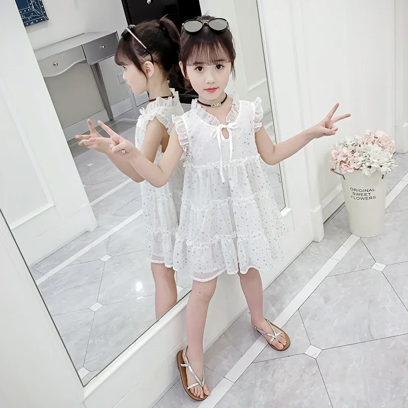 black dress age for 3 - 12 yrs little girls shine star pattern christmas princess costume summer white sleeveless ruffle frocks | Детская