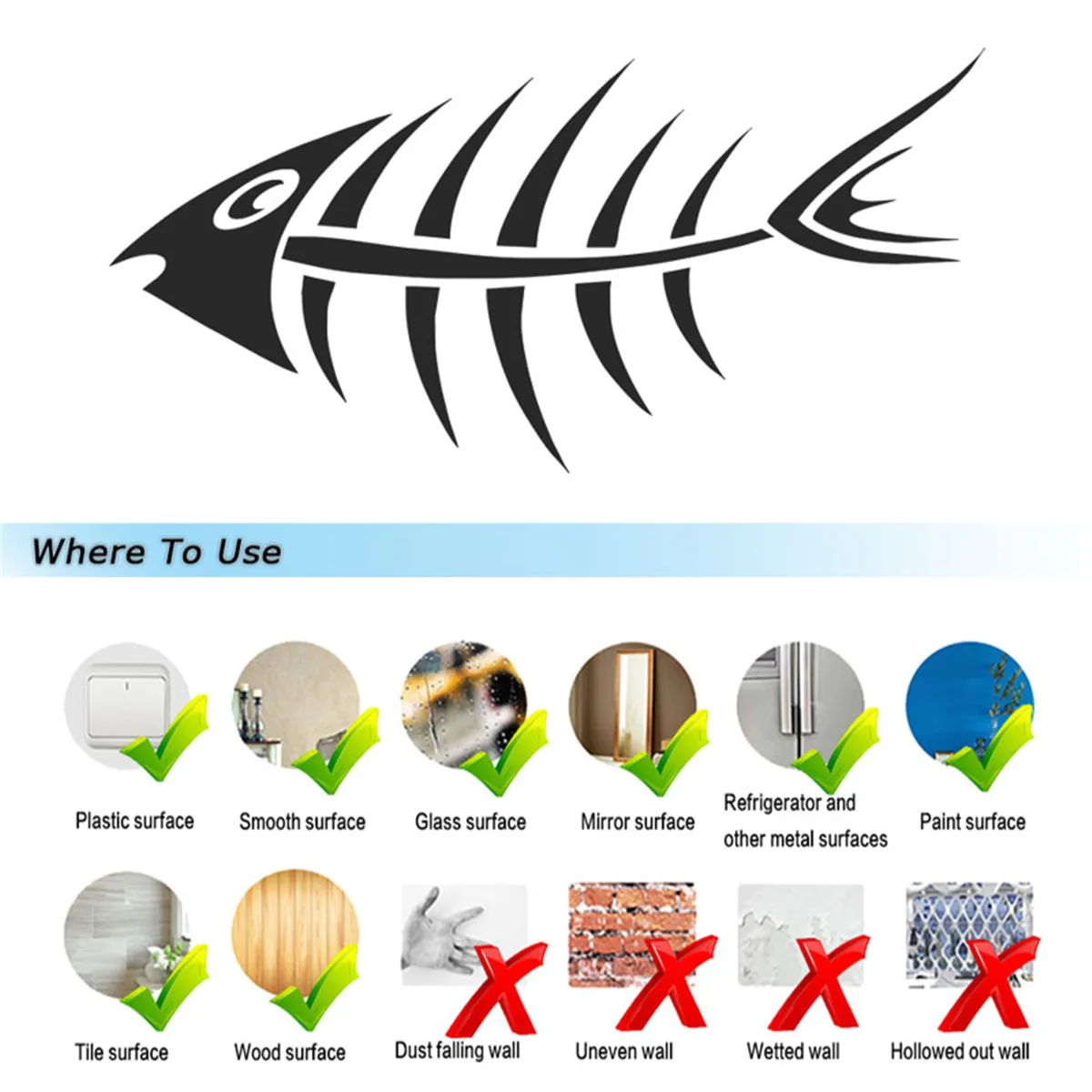 Скелет рыбные кости окно стена домашняя стеклянная дверь автомобильная наклейка