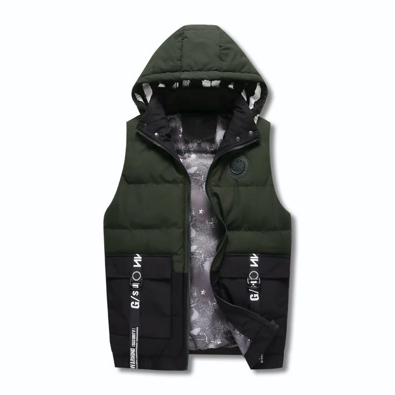 2018 New Pattern Winter Men's Wear Even Hat Clothes Vest Tide Brand Leisure Time Cotton Loose Coat Cotton-padded | Мужская одежда