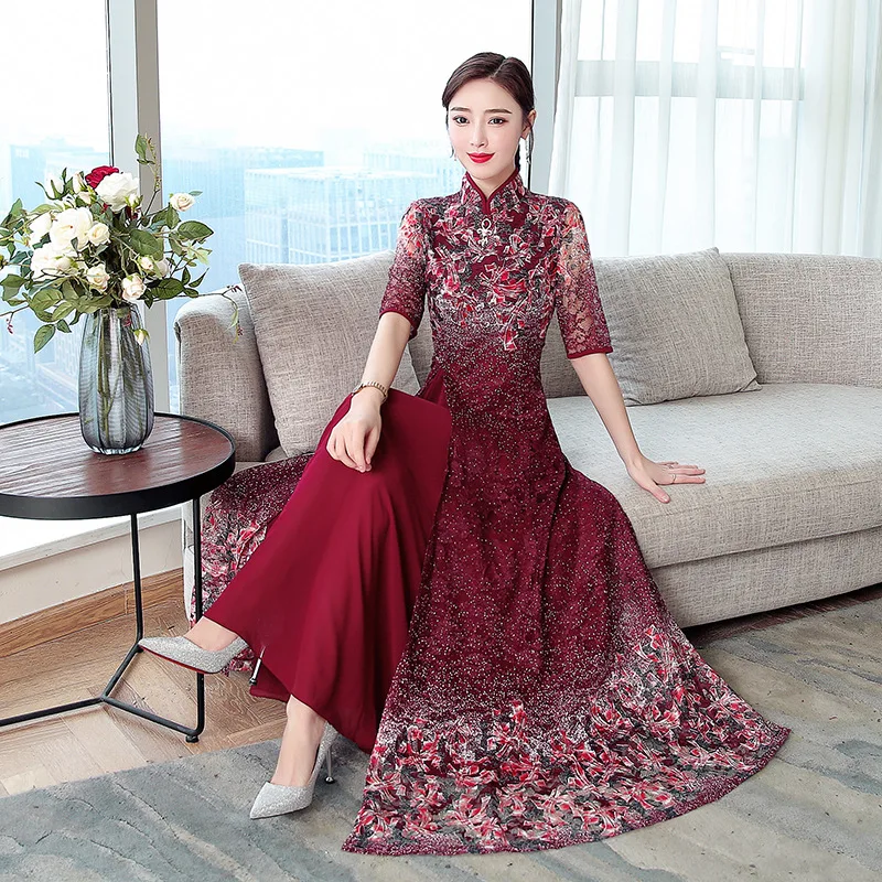 Женское винтажное платье Ципао Dames Jurken Haute Couture Sommerkleid элегантное для дня рождения