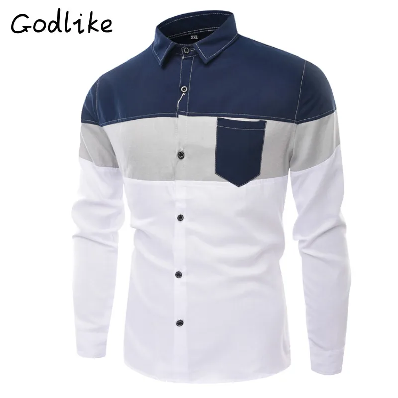 2019 новый модный бренд Camisa Masculina рубашка с длинными рукавами для мужчин корейский