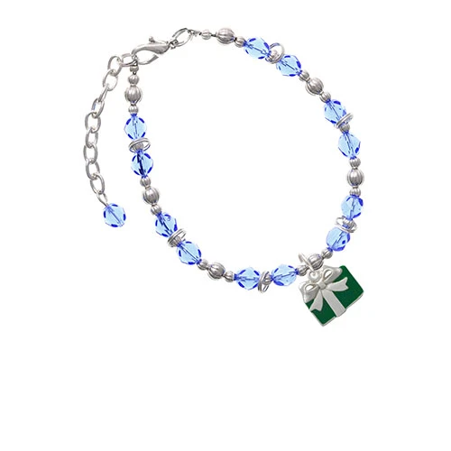 Зеленый подарок свет браслет с голубыми бусинами| |